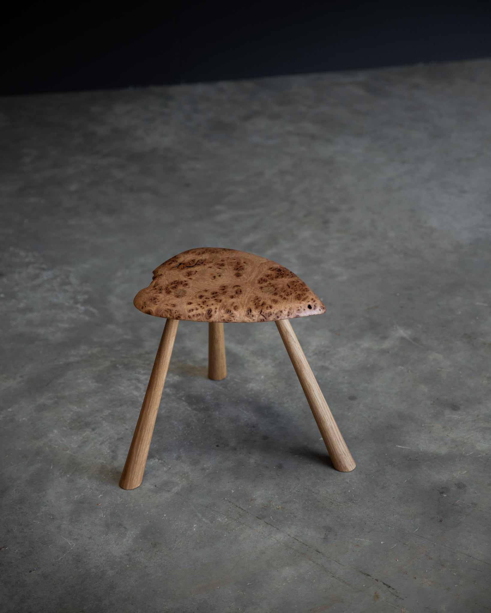 English Burr Oak Milking Stool