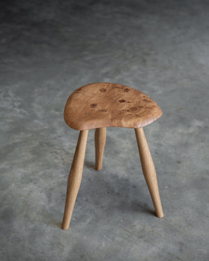 English Burr Oak Milking Stool