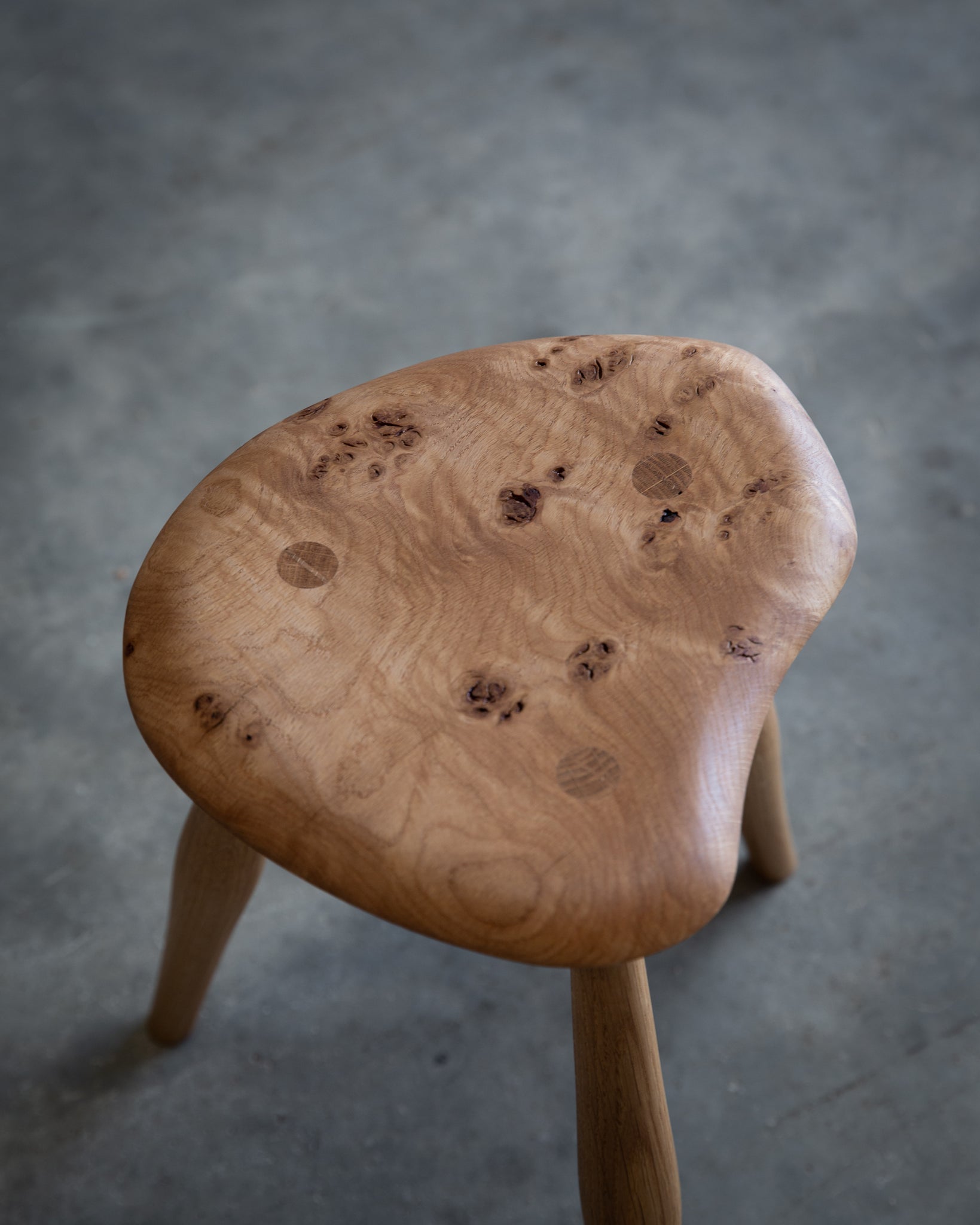 English Burr Oak Milking Stool