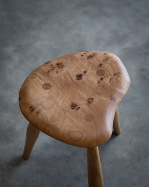 English Burr Oak Milking Stool