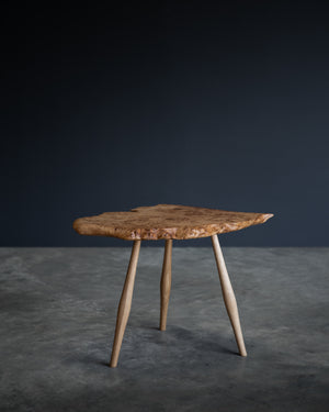 English Burr Oak Side Table