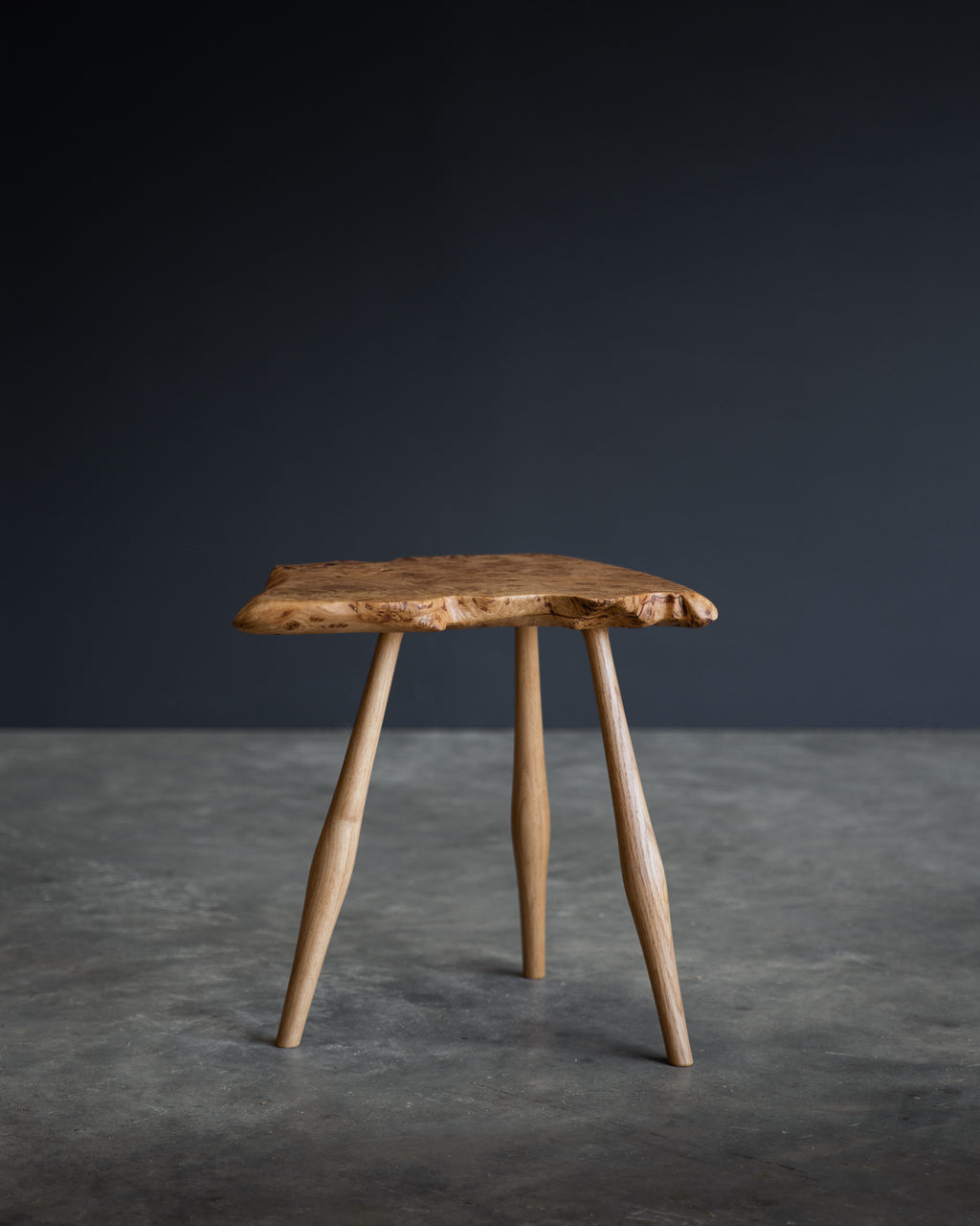 English Burr Oak Side Table