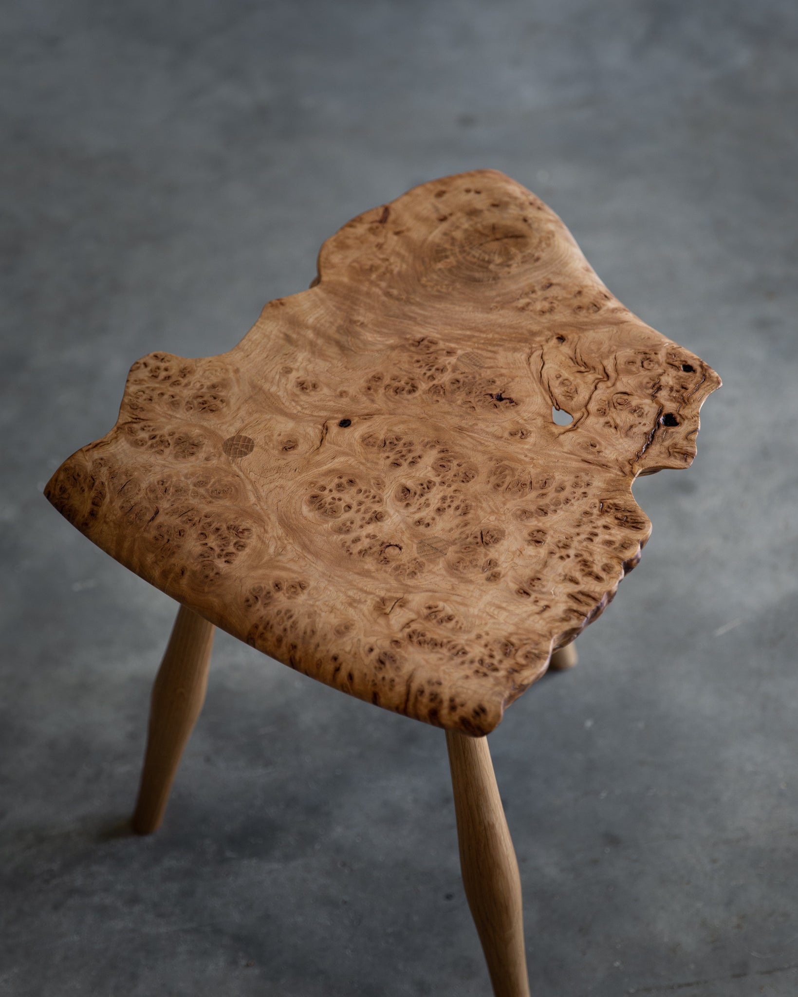 English Burr Oak Side Table