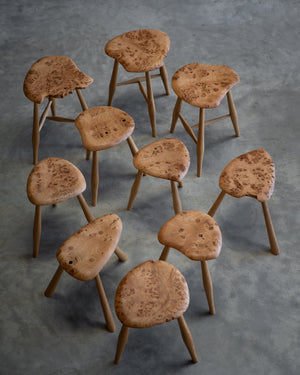 English Burr Oak Milking Stool